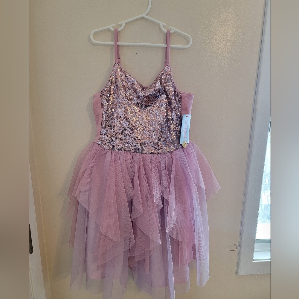 Girls Lavender Spaghetti Strap Tulle Dress Size Large (10-12)
